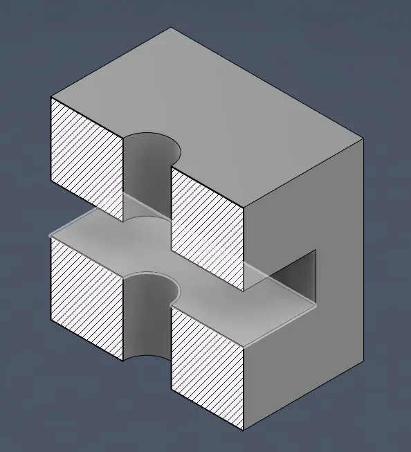 Image of a modeled part with a interrupted hole