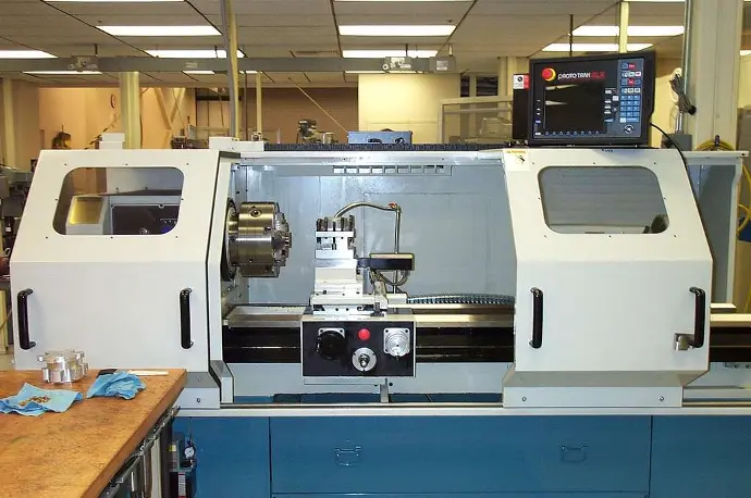 CNC turning machine awaiting next operation
