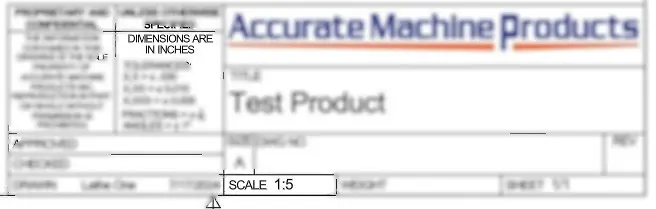 Blurred title block to highlight scale and units of measurement
